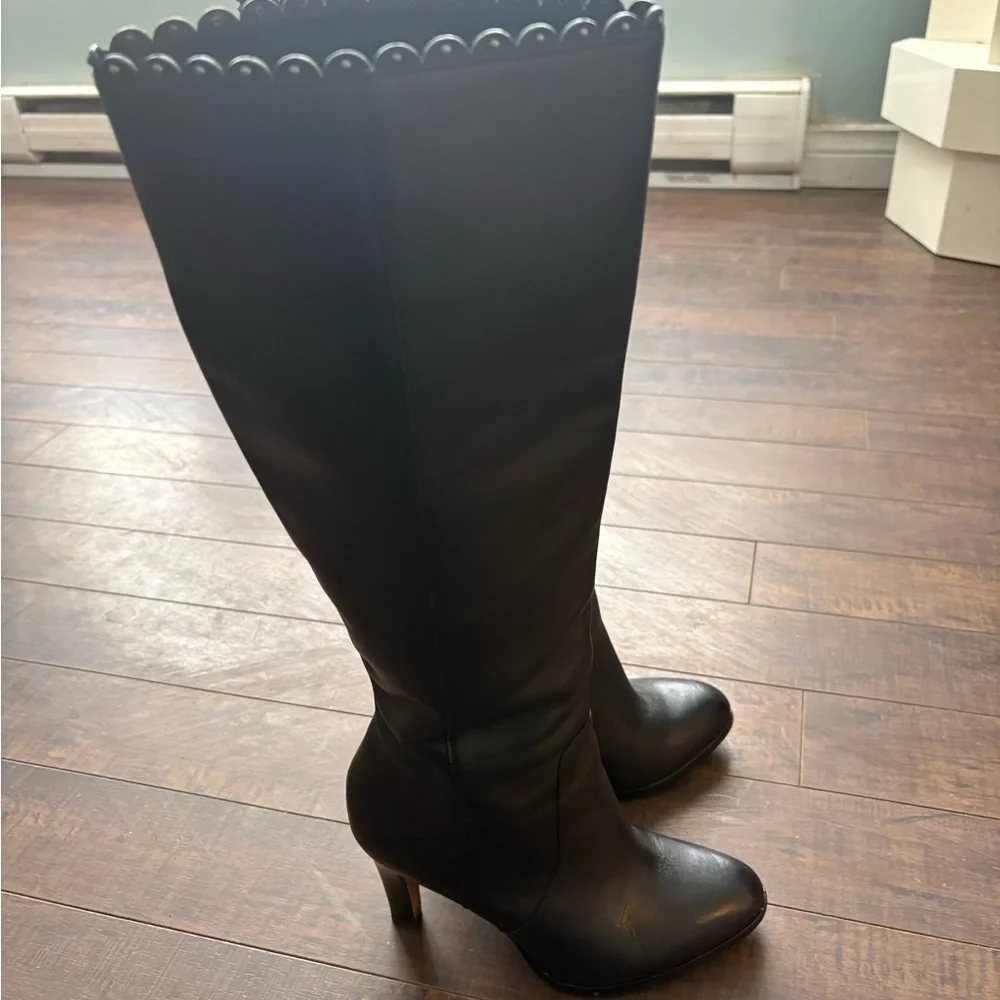 Coach Jade Black Tall leather boots with studded trim - Picture 5 of 14